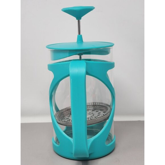 Aqua Blue French Press Coffee Maker Glass & Plastic Easy Pour Spout - Picture 2 of 11